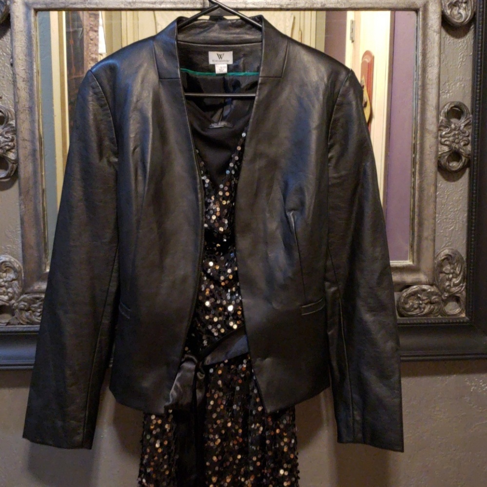 Worthington Faux Leather Blazer w/No Collar